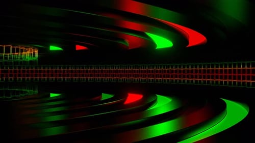 Movement Along The Green And Red Neon Ring Background Vj Loop In 4K