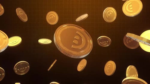 Falling Golden Digital Currency Coins Loop Background