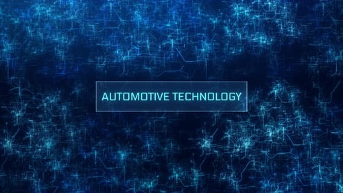 automotive technology concept over glitch neural network background.