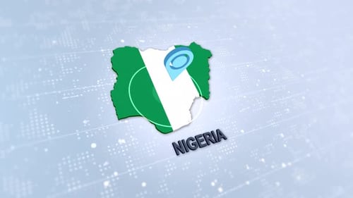 Modern 3D Nigeria Map Flag with Location Pin
