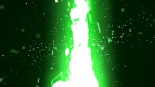 Vivid green electric lightning energy bursting in dark space powerful energy