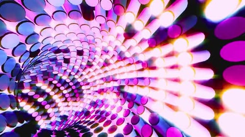 Abstract Geometric Tunnel Animation with Bright Colorful Lights