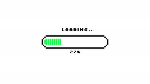 Old School Pixelated Loading Screen with Percentage