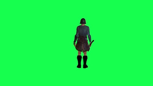 Crusader soldier in green screen chromakey render isolated 3d humans