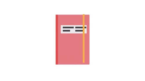 Animated Flat Design Notebook Icon Reveal