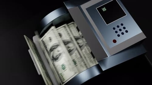 Realistic 3D Money Counter Counting US Dollars