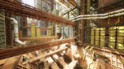 Tangled System of Piping and Structural Platforms Demonstrating Durability