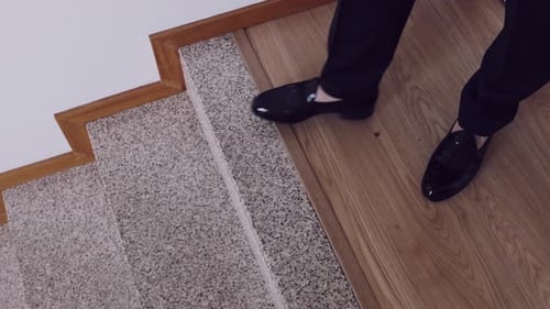 Elegant shoes on staircase