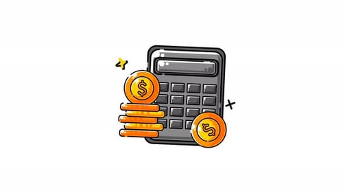 Animated Calculator and Coins for Financial Graphics