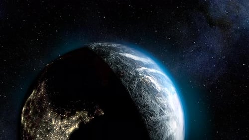 Planet earth outer space view, zoom out