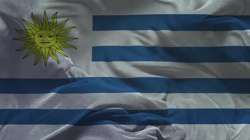 Uruguay Flag Slow Motion Cloth Animation -3D Rendering