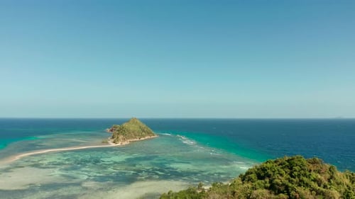 Tropical Island with Sandy Beach Philippines Palawan