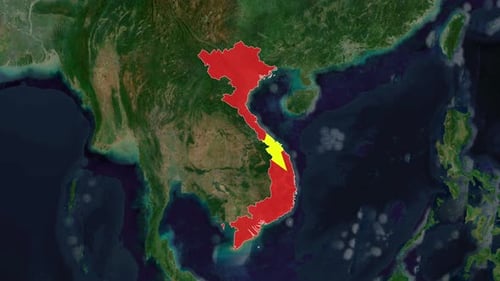 Animated Map Zoom to Vietnam with Flag Overlay