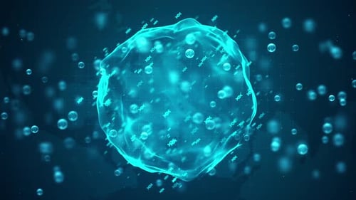 Futuristic Abstract DNA Cell Particle Sphere Background