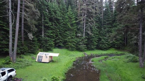 Camping By The River In Forest 4K