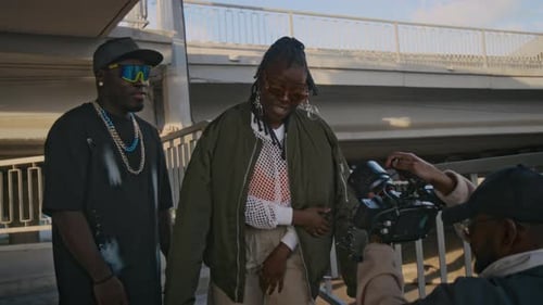 Stylish Trio Filmed Outdoors in Urban Setting