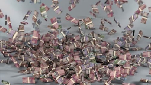 Botswana Money - Pula Stacked Money Falling - Botswanan Currency