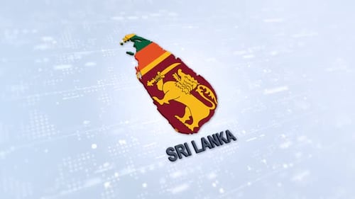 Sri Lanka 3D Map Flag Reveal with Digital Background