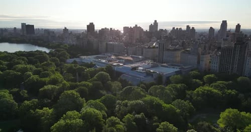 Drone view of NYC Metropolitan Museum of Art, largest art museum in the Americas