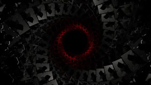 Gray And Red Spiral Cubic Tunnel Background Vj Loop In HD