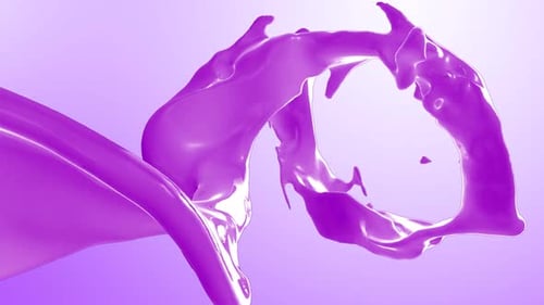 Flüssige lila Farbe, die fließt und spritzt