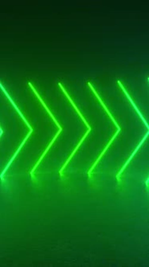 A loop of neon-colored arrows glowing