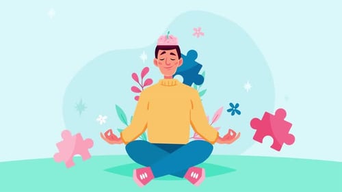 Flat Design Animation of Meditation and Mental Clarity