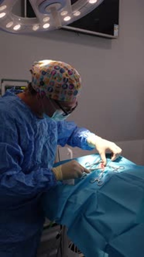 Surgeon Performing Delicate Procedure in Operating Room
