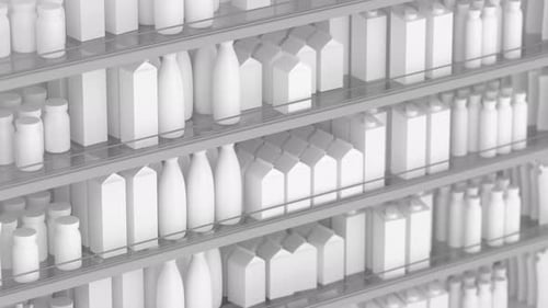 Shelves with products in a grocery store
