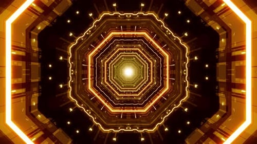 Boucle d'arrière-plan de tunnel à texture légère octogonale à géométrie lumineuse