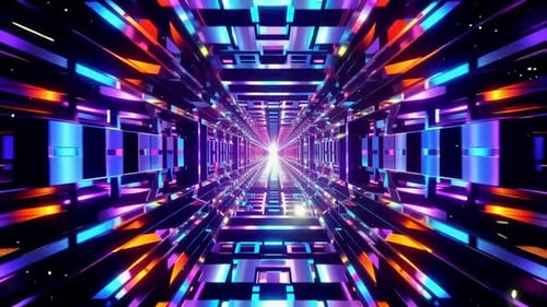 Futuristische SciFi-Tunnelschleife in Neonoptik mit leuchtendem Licht