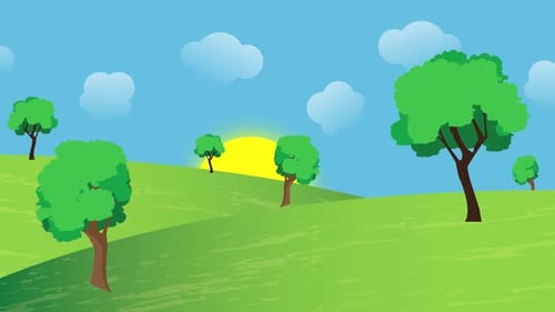 Cartoon Spring Sunrise Animation Background