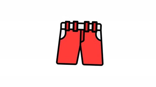 Flat Design Red Shorts Icon Animation