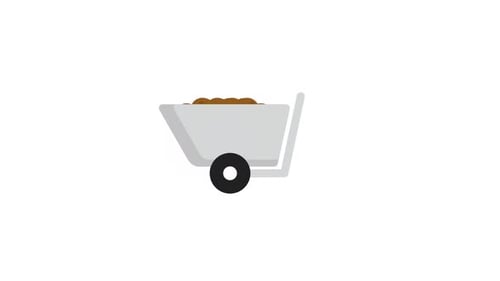 Animated Flat Design Wheelbarrow with Soil Reveal