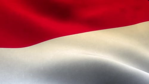 Realistic Red and White Waving Flag Loop