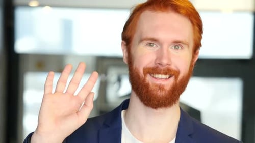 Hello Gesture By Businessman Waving Hand