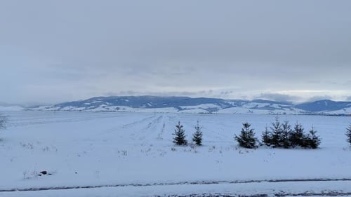 Bright White Snow Field With Small House On It Slow Motion