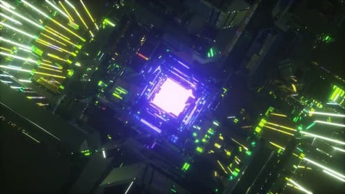 Futuristic Cyber Tunnel Flythrough Animation Loop