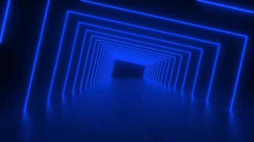 Futuristic Blue Neon Tunnel