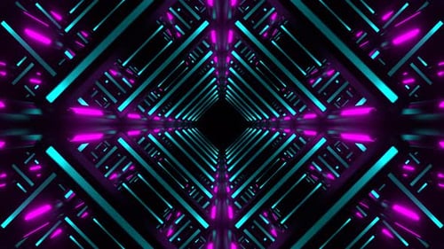 Pink And Cyan Movement Through Neon Frame Background Vj Loop In 4K