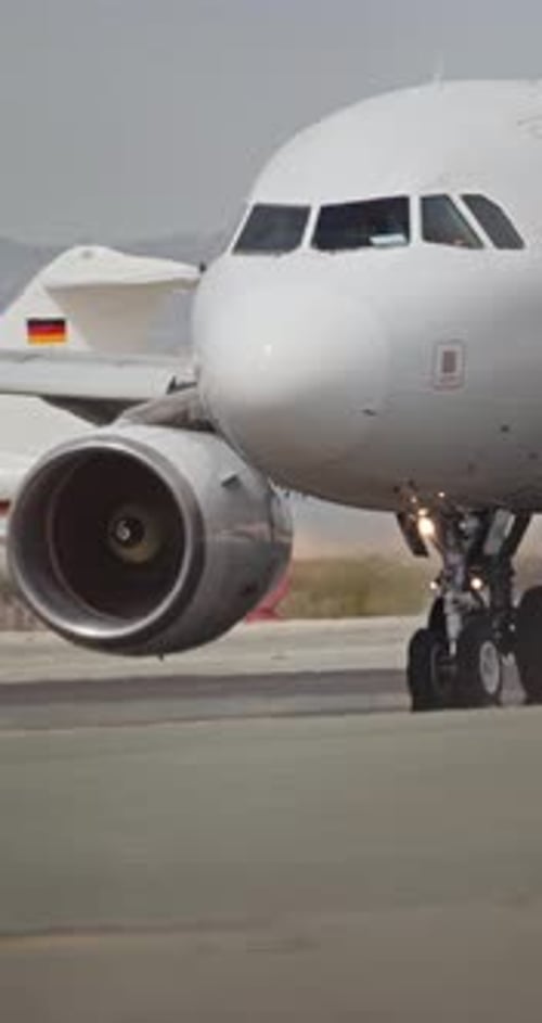 Side View of Airplane Engines During Ground Roll