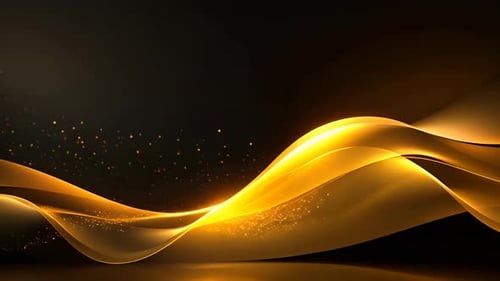 Elegant Golden Fluid Waves Abstract Background Loop