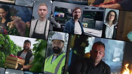 Collage de personas de diversas ocupaciones