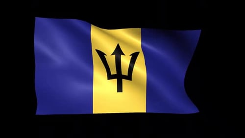 Waving Barbados Flag Seamless Loop Animation