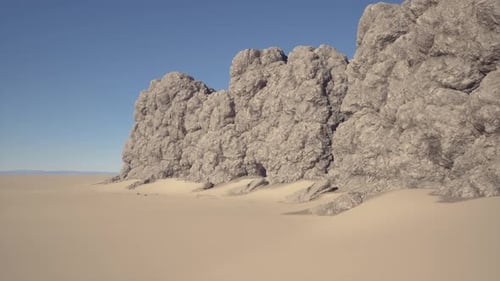 Rock Formations Under Bright Sky Silent Dunes and Weathered Cliffs Scene