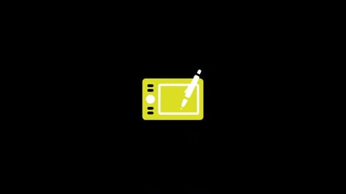 Flat Design Graphic Tablet and Stylus Pen Animation