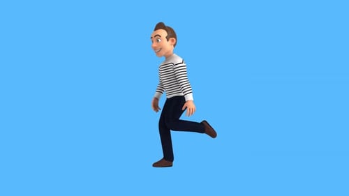Lustiger 3D-Zeichentrickmann, der tanzt (inklusive Alpha-Kanal)