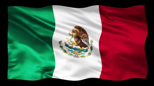 Seamless Looping Mexican Flag Waving with Realistic Fabric
