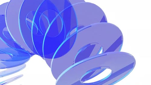 Abstrakter Hintergrund, transparente holographische Glaskreisformen mit blauem Farbverlauf und glatt
