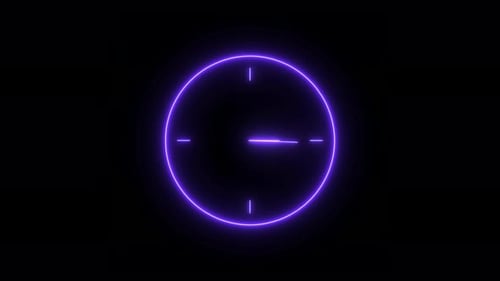 Clock Animated Neon Purple Color
